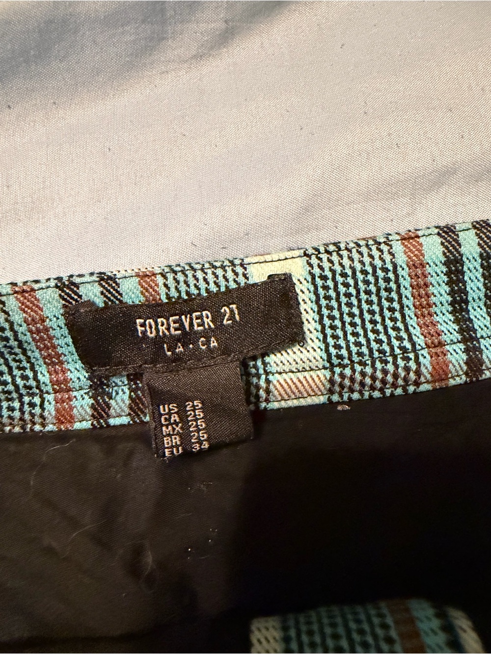 Forever 21 Teal Plaid Mini Skirt with Zip Pockets - Picture 2 of 2